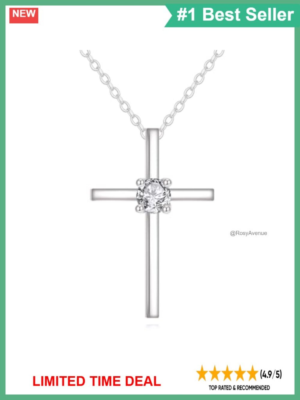 14k Gold Lab Grown Diamond Cross Necklace 16-18 In